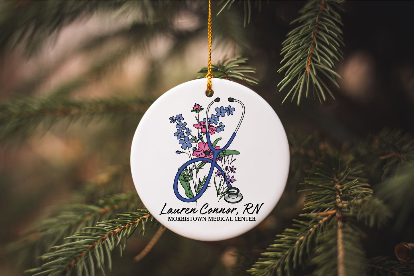 Floral Stethoscope Nursing Ornament