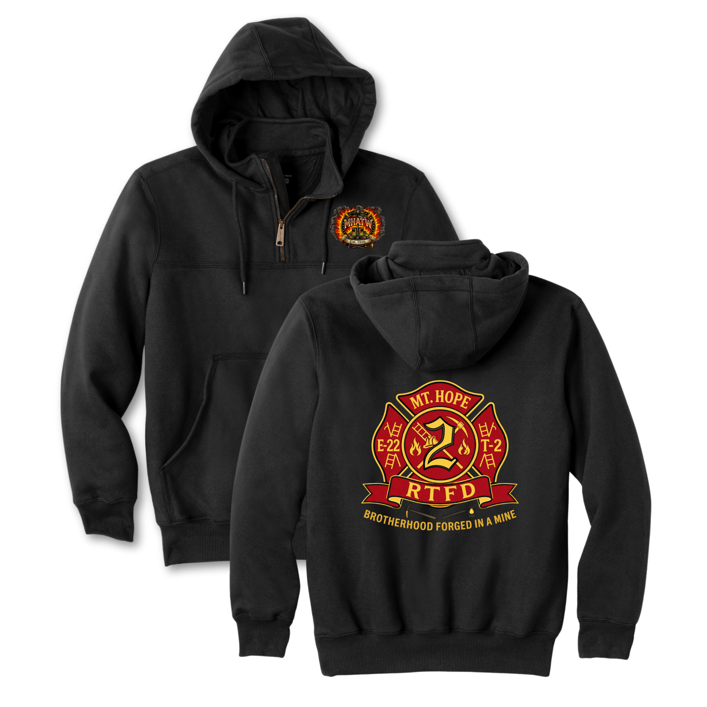 Mt. Hope Fire Carhartt® Rain Defender® Paxton Heavyweight Hooded Zip Mock Sweatshirt (Printed)