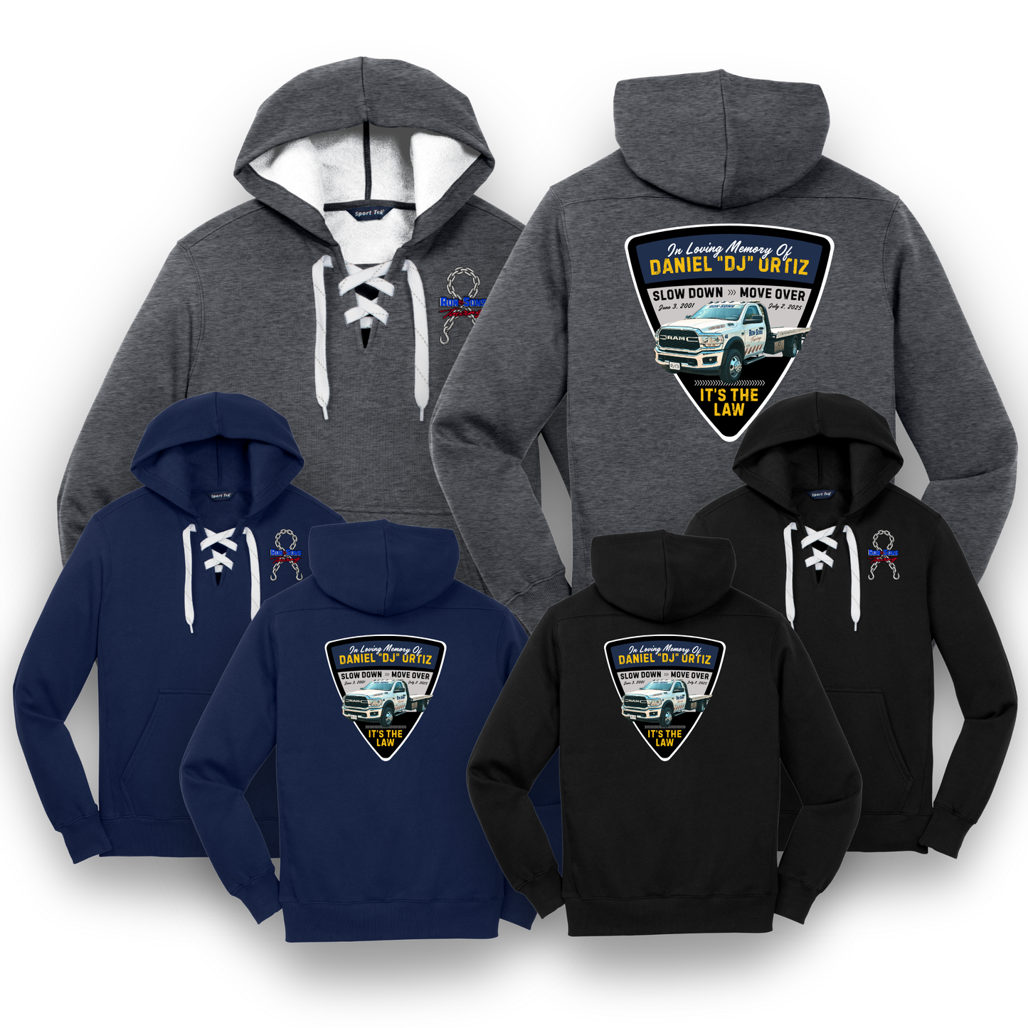 Slow Down, Move Over Memorial Lace Up Hooded Sweatshirt - DJ Ortiz