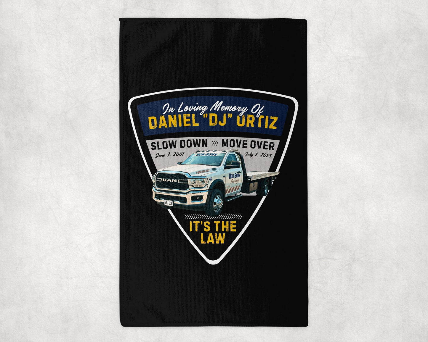 Slow Down, Move Over, Save Lives Memorial Rally Towel - DJ Ortiz