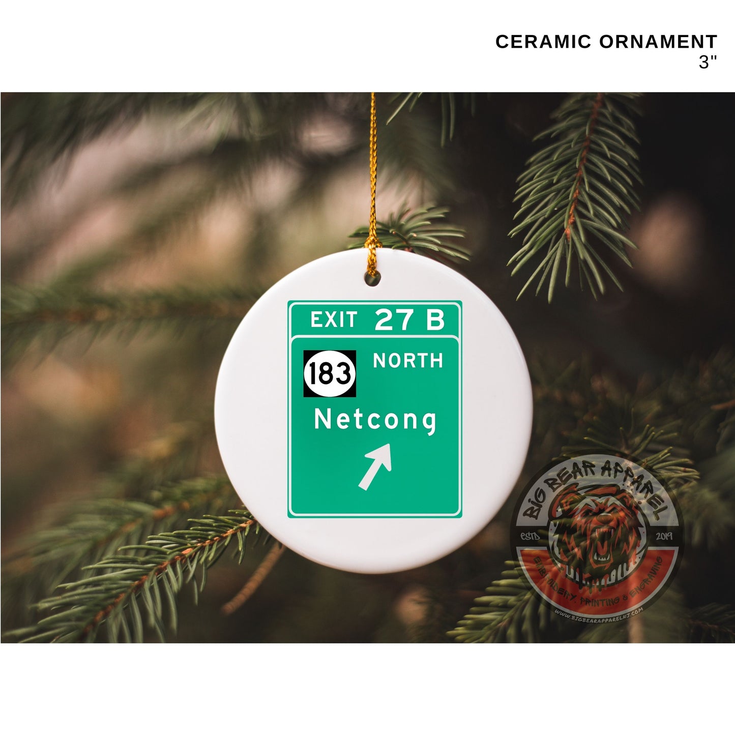 Exit 27B Ceramic Ornament