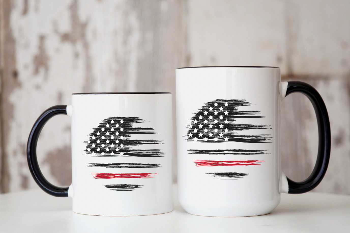 Distressed Thin Red Line Flag Mug
