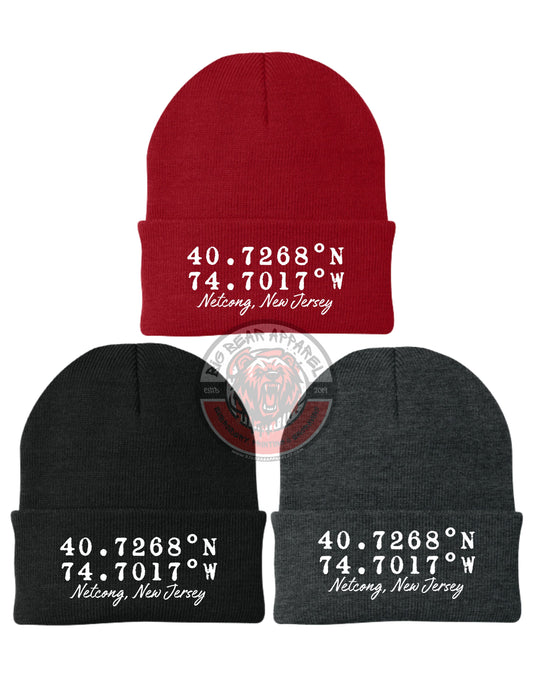 Netcong Coordinates Embroidered Beanie