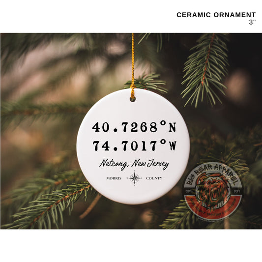 Netcong Coordinates Ceramic Ornament