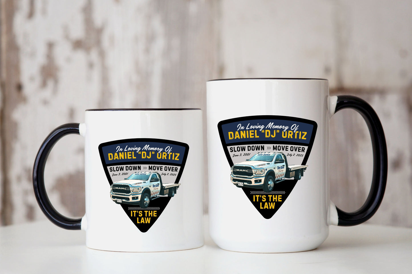 Slow Down, Move Over, Save Lives Memorial Mug - DJ Ortiz