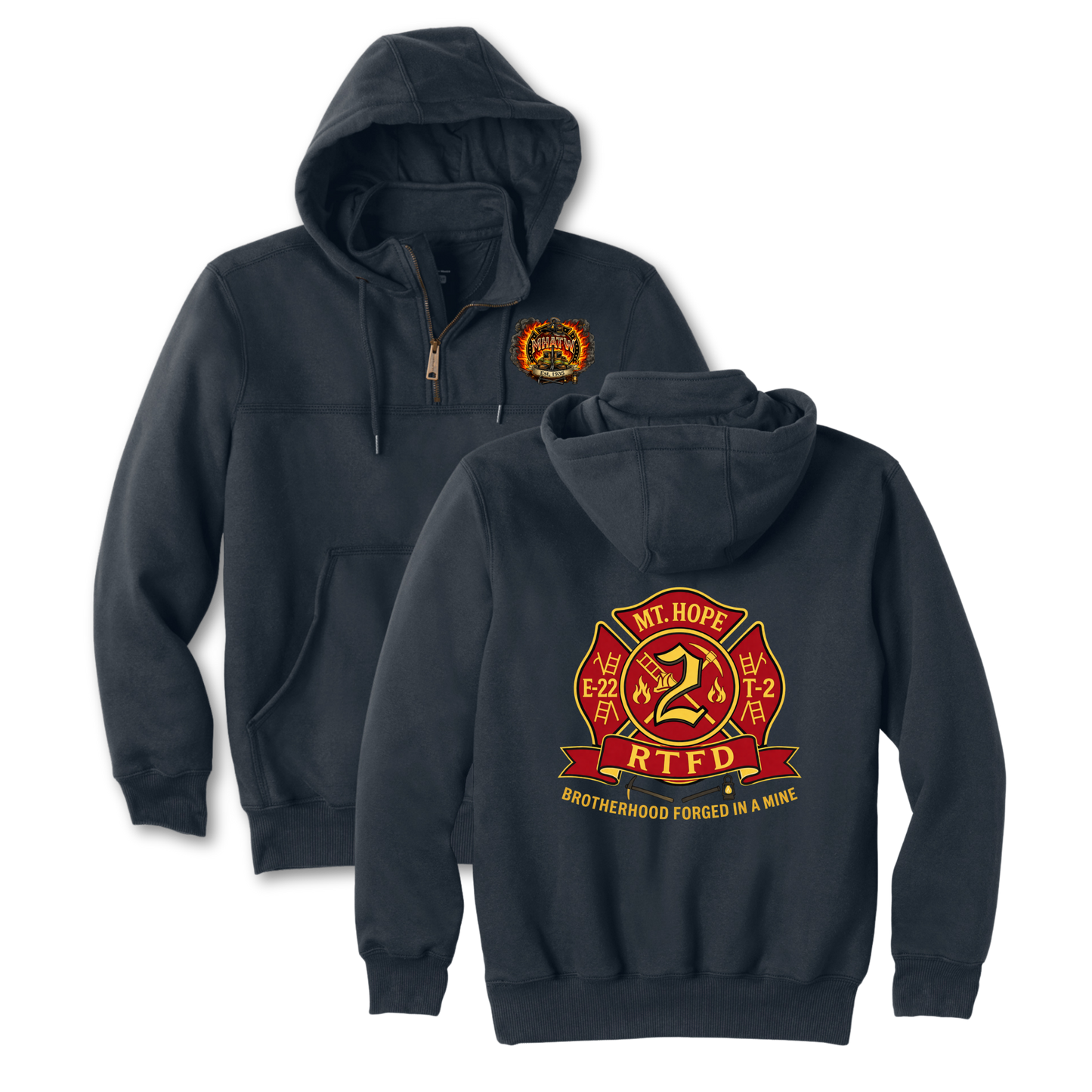 Mt. Hope Fire Carhartt® Rain Defender® Paxton Heavyweight Hooded Zip Mock Sweatshirt (Printed)