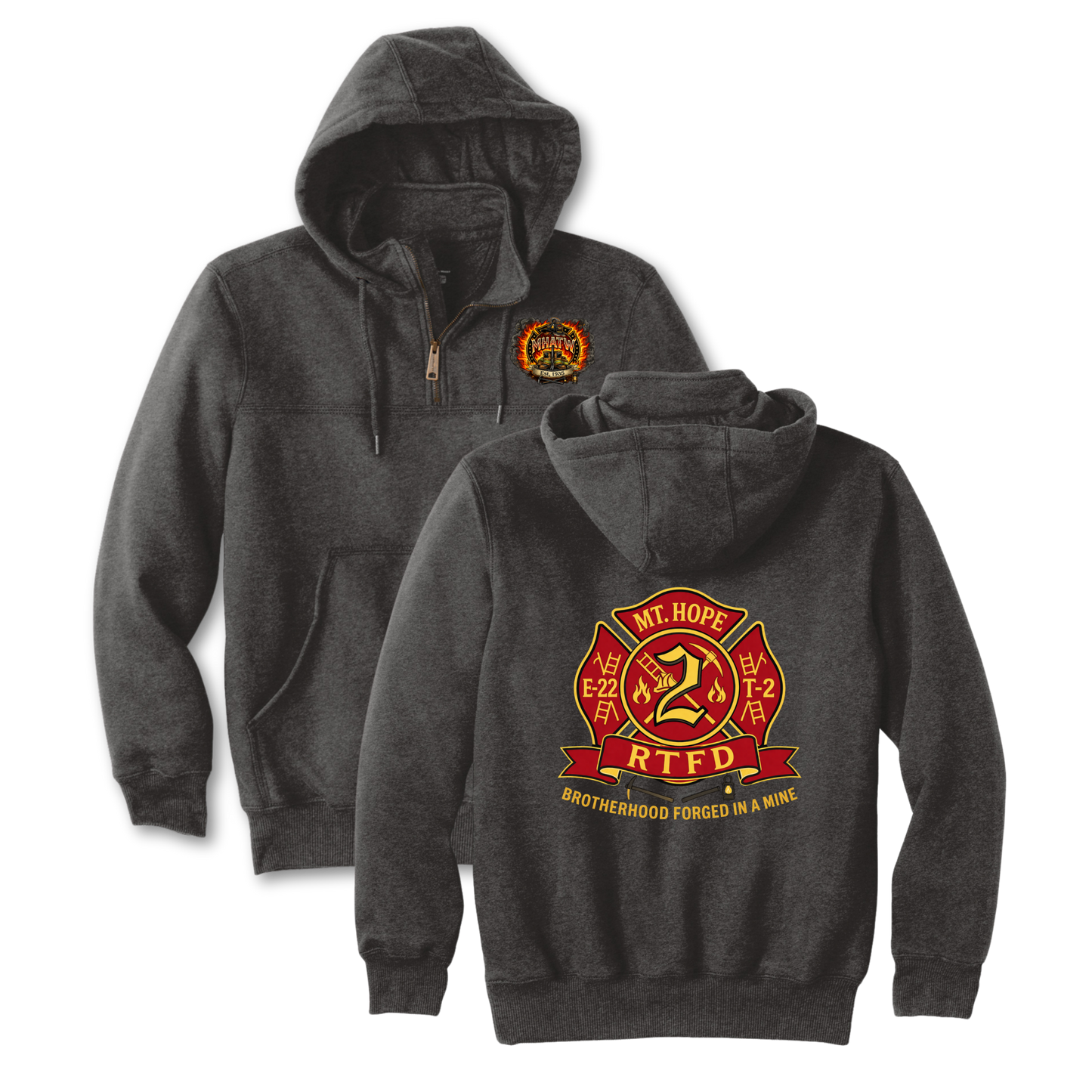 Mt. Hope Fire Carhartt® Rain Defender® Paxton Heavyweight Hooded Zip Mock Sweatshirt (Printed)