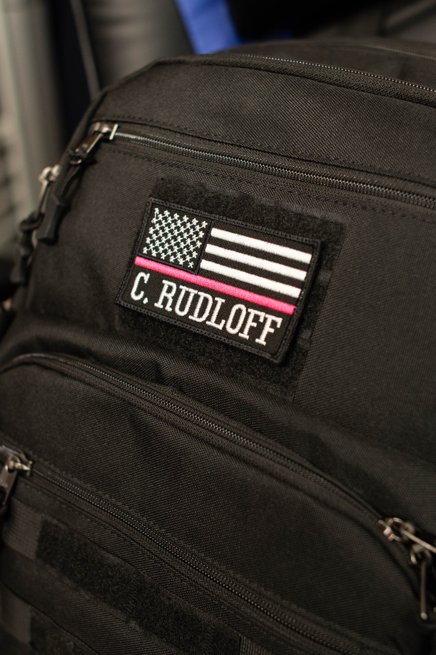 Personalized Thin Pink Line Flag Hook & Loop Patch