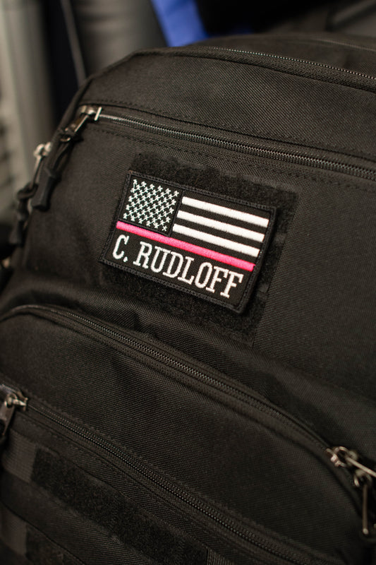 Personalized Thin Pink Line Flag Hook & Loop Patch