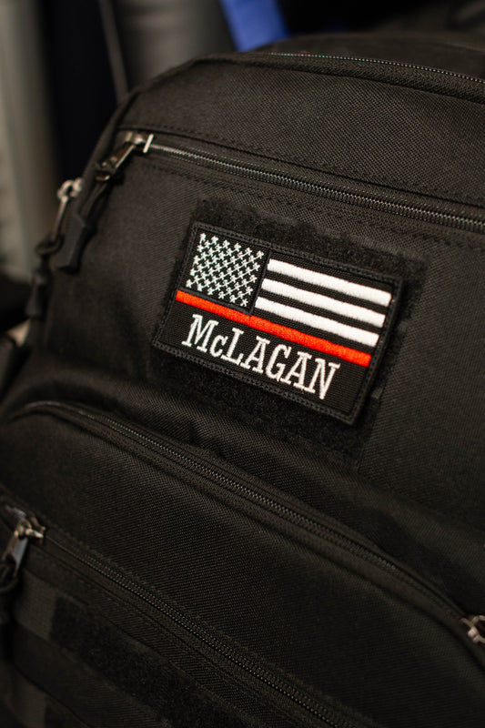 Personalized Thin Red Line Flag Hook & Loop Patch