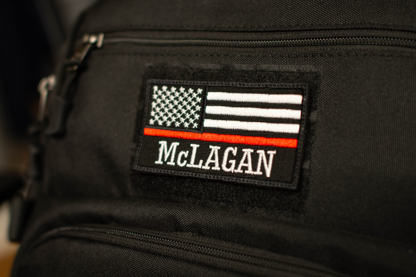 Personalized Thin Red Line Flag Hook & Loop Patch