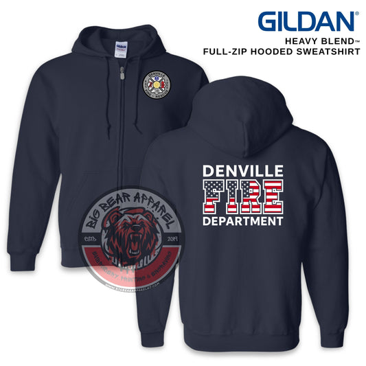 Denville Fire Full Zip Hooded Sweatshirt