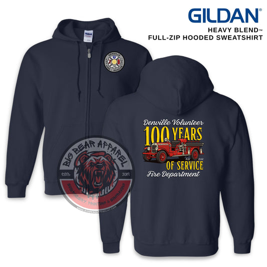 Denville Fire 100th Anniversary Full Zip Hooded Sweatshirt