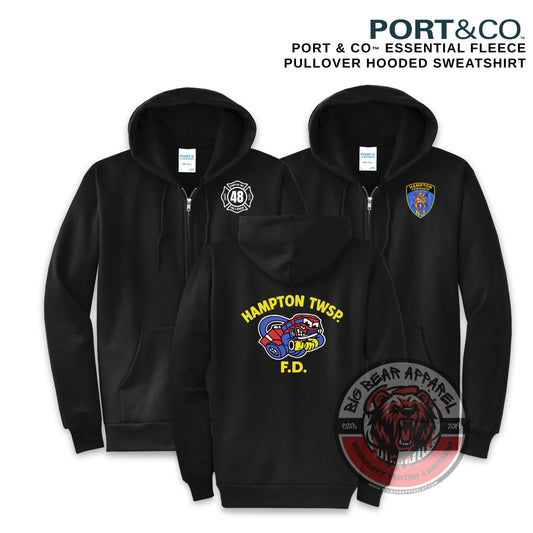 Hampton Fire Full Zip Old School Hooded Sweatshirt