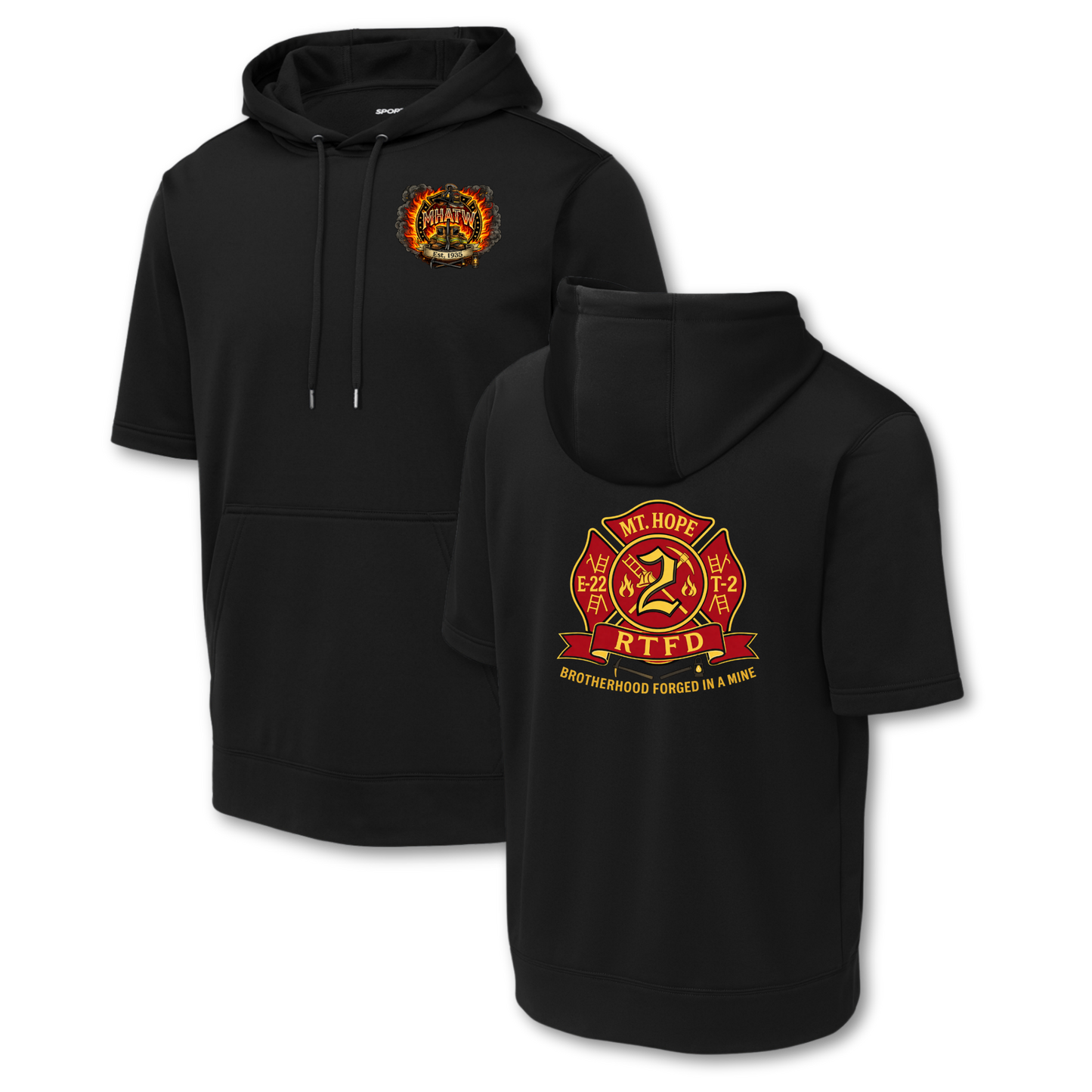 Mt. Hope Fire Fleece Short Sleeve Hooded Pullover