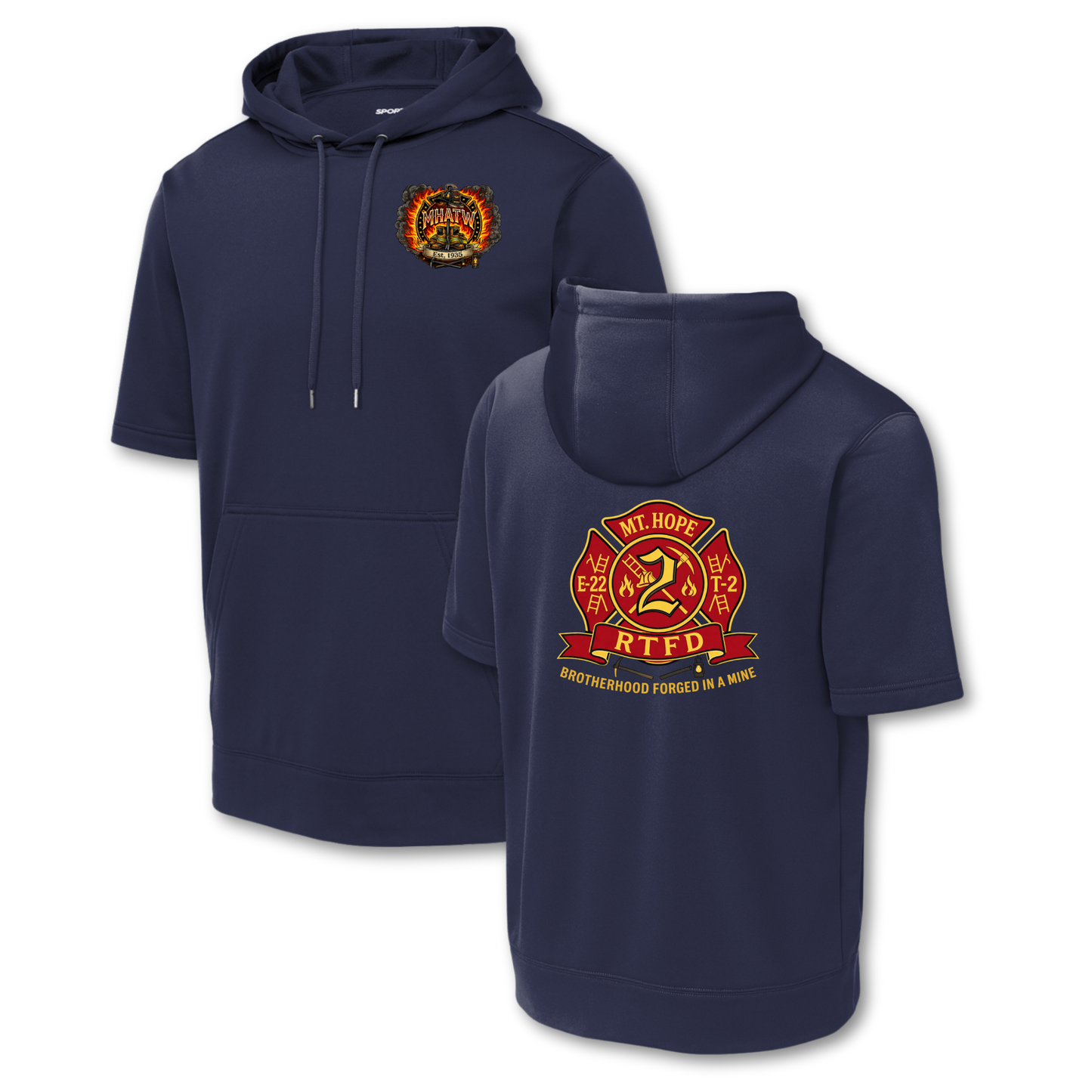 Mt. Hope Fire Fleece Short Sleeve Hooded Pullover