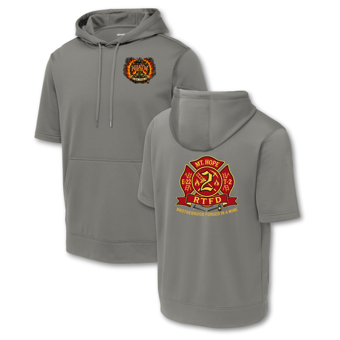 Mt. Hope Fire Fleece Short Sleeve Hooded Pullover