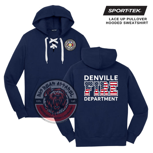 Denville Fire Lace Up Hooded Sweatshirt