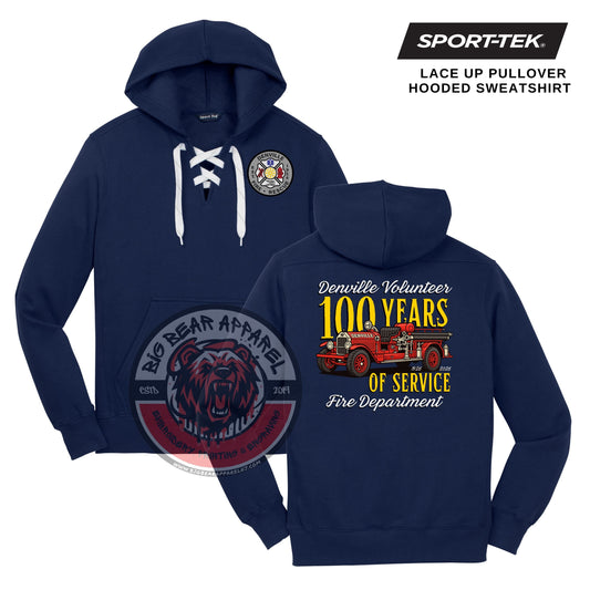 Denville Fire 100th Anniversary Lace Up Hooded Sweatshirt