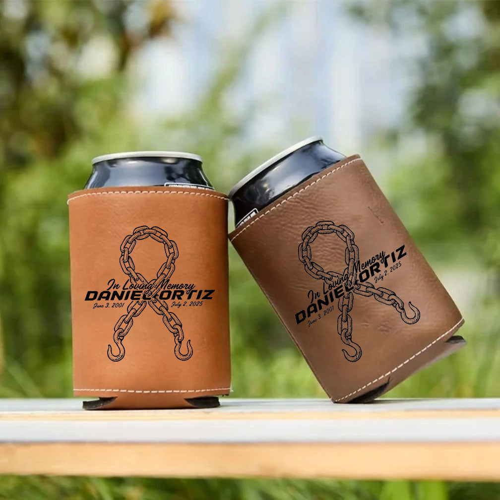 Tow Chain Memorial Leatherette Can Koozie - DJ Ortiz