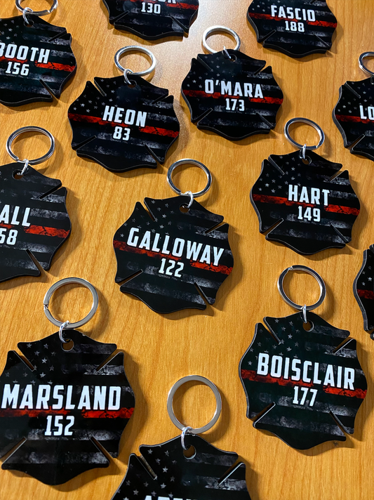Personalized Thin Red Line Keychain